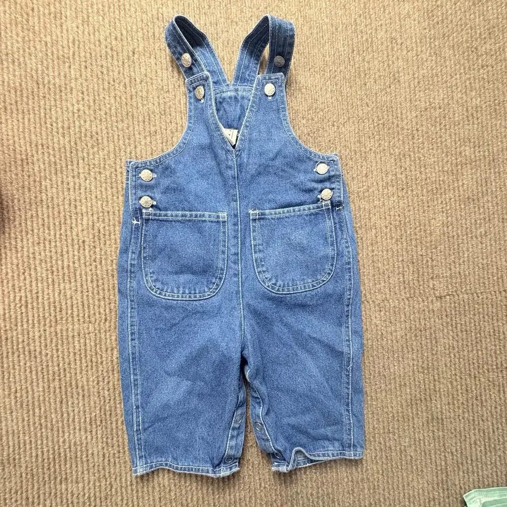 Vintage Field Gear Baby Sailboat Denim Overalls 12M